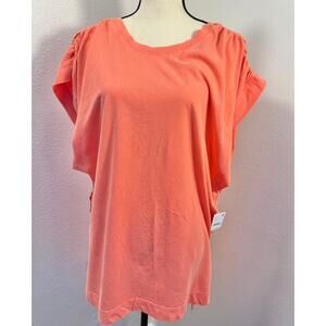 Free People Movement Arabesque Tee Long Peach Orange Tunic Tshirt Top S
